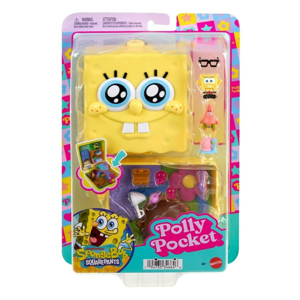Polly Pocket Spongebob Squarepants Compact With 3 Micro Dolls & 6 Accessories